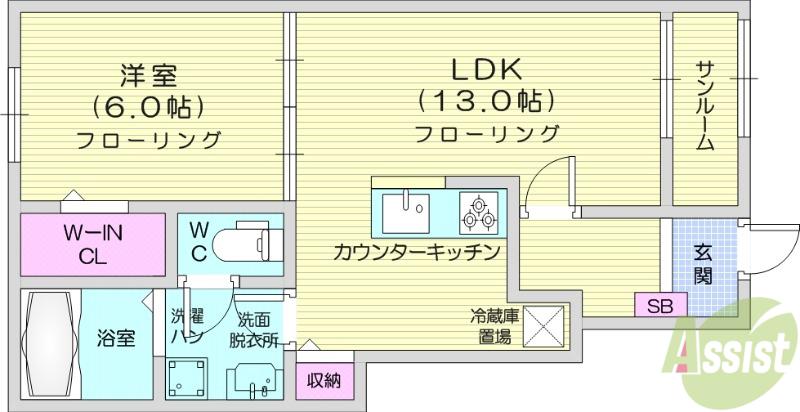 サニーセトル拾弐号館(1LDK/1階)の間取り写真
