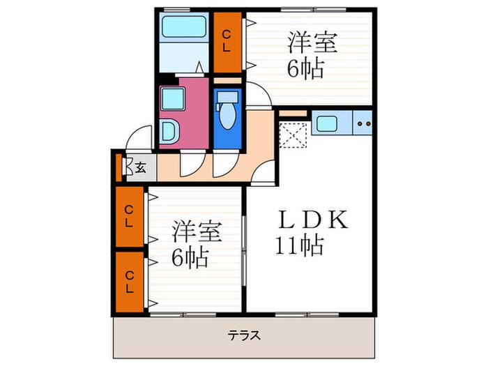 シャルマン(2LDK/1階)の間取り写真