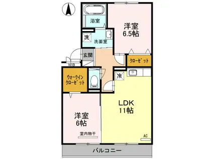 メゾン定正A棟(2LDK/3階)の間取り写真