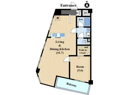 クレール中原(1LDK/4階)の間取り写真