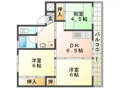 ビレッジハウス新井田西(3DK/2階)の間取り写真