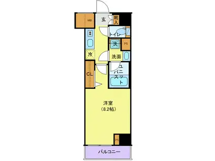 ジェノヴィア上野スカイガーデン(1K/3階)の間取り写真