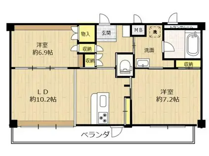 フレッシュガーデンK(2LDK/2階)の間取り写真