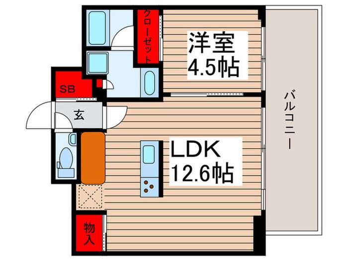 ザ・パークハビオ北千住(1LDK/9階)の間取り写真