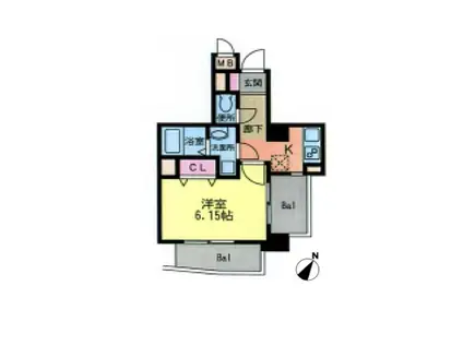 リンデンバウム(1K/5階)の間取り写真