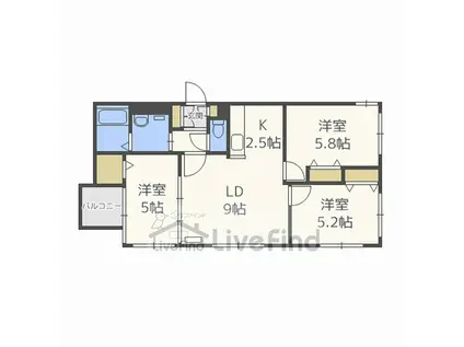 BLANC(3LDK/3階)の間取り写真