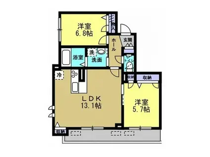 グラン・シャリオ(2LDK/2階)の間取り写真