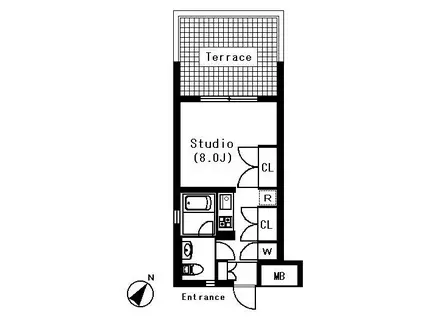 ラティエラ白金高輪(1K/1階)の間取り写真