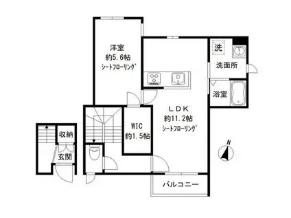 エクシート21(1LDK/2階)の間取り写真