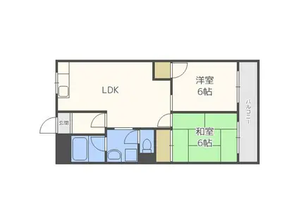 ヴェルデ高御座(2LDK/2階)の間取り写真