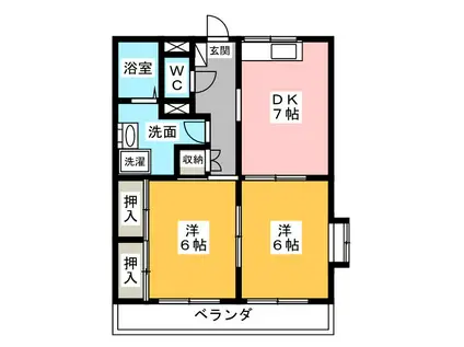 ファイブアイランド 2(2DK/3階)の間取り写真