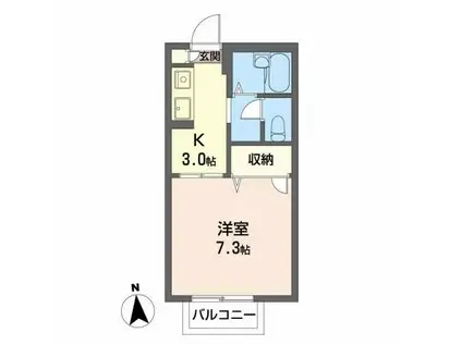 レインボー・IIIA(1K/2階)の間取り写真