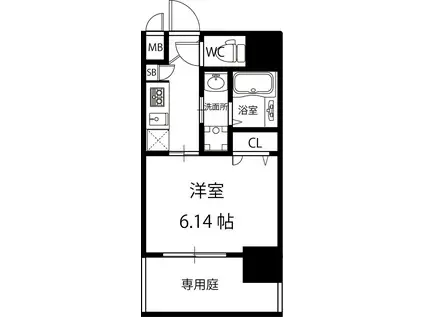 パークヒルズ天保山MOE(1K/1階)の間取り写真