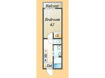 メゾンミユキI(1K/2階)の間取り写真