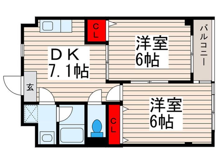 ハウスコスモス(2DK/1階)の間取り写真