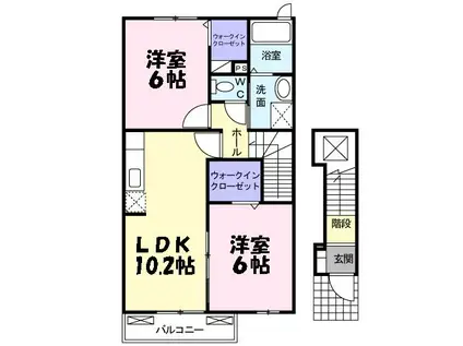 クローバーA(2LDK/2階)の間取り写真