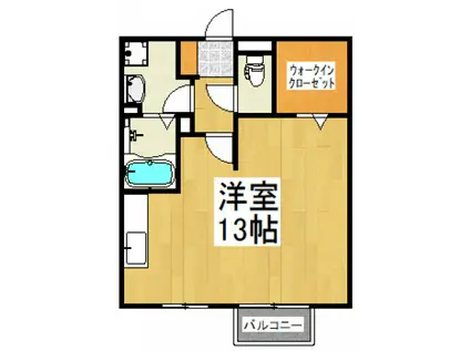 パティオII(ワンルーム/1階)の間取り写真