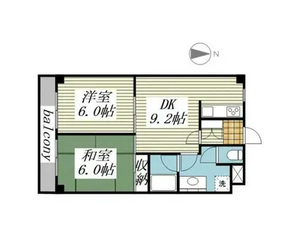 グリーンガーデン武蔵浦和(2DK/2階)の間取り写真