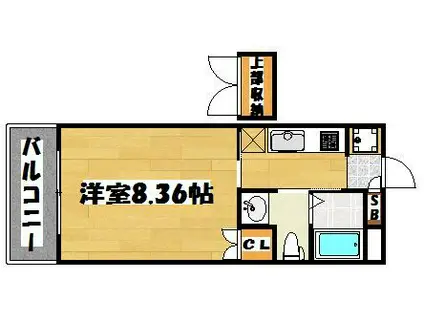 エンクレスト天神東III(1K/8階)の間取り写真