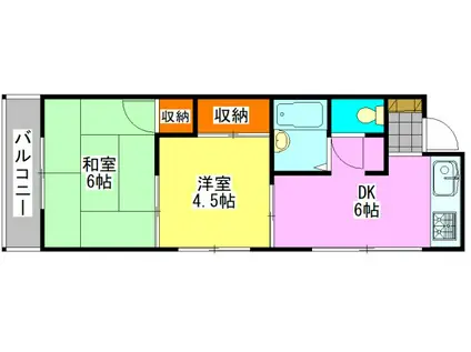 津田沼ビル(2DK/3階)の間取り写真