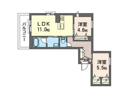 リビエテラス(2LDK/3階)の間取り写真