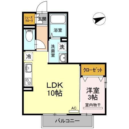 サンライズ豊益 西大浜(1LDK/2階)の間取り写真