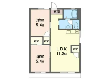 ドエル山際(2LDK/2階)の間取り写真