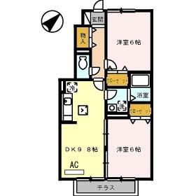 グリーンコート(2DK/1階)の間取り写真
