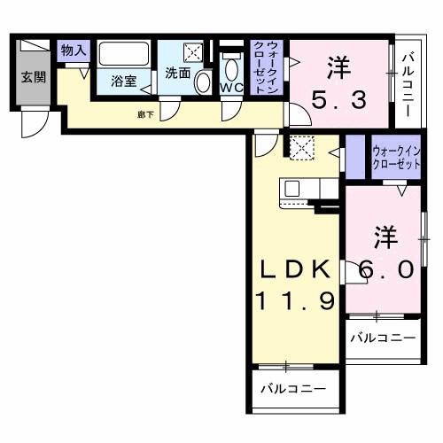 メゾンボヌール(2LDK/3階)の間取り写真
