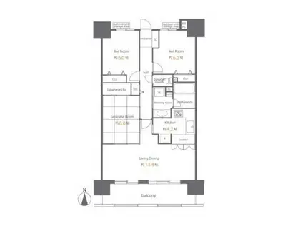 ライオンズステージキャピタルイースト(3LDK/4階)の間取り写真