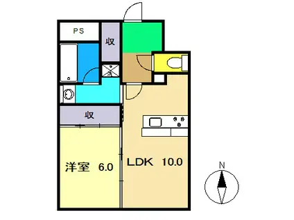 GLAST(1LDK/3階)の間取り写真