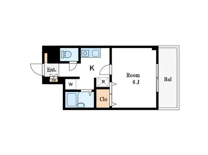 東陽町ハイホーム B棟(1K/2階)の間取り写真