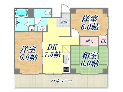 ハイツタケシ(2DK/2階)の間取り写真