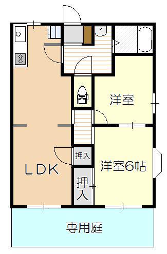 ラインハイムA(2LDK/1階)の間取り写真