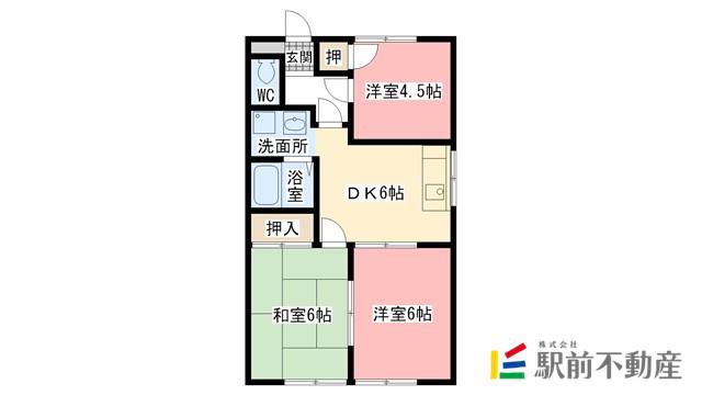 ドリームハウス鍋島(3DK/2階)の間取り写真