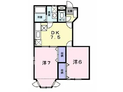 エクセレント壱番館A(2DK/1階)の間取り写真