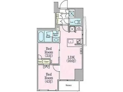 クレストコート蔵前レジデンス(2LDK/10階)の間取り写真