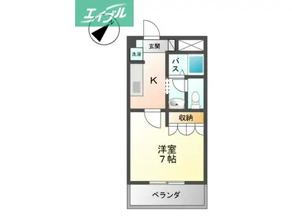 グリーンヒルズ II(1K/1階)の間取り写真