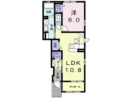 パーシモン T.K(1LDK/1階)の間取り写真