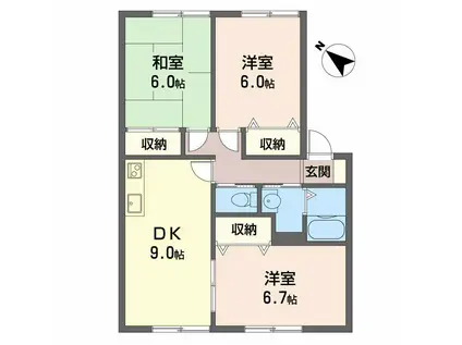 ヴィクトワール花岡 III(3DK/2階)の間取り写真