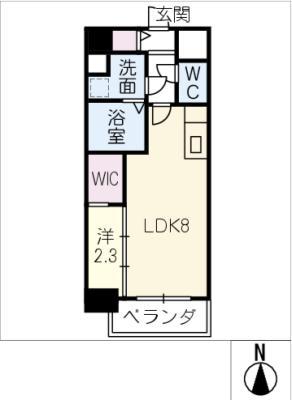 豊田駅前ビル(1LDK/9階)の間取り写真