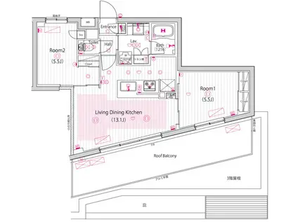 ガーラ・ステーション川崎久地(2LDK/4階)の間取り写真