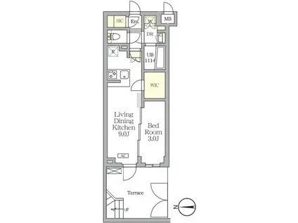 アジールコート都立大学(1LDK/3階)の間取り写真