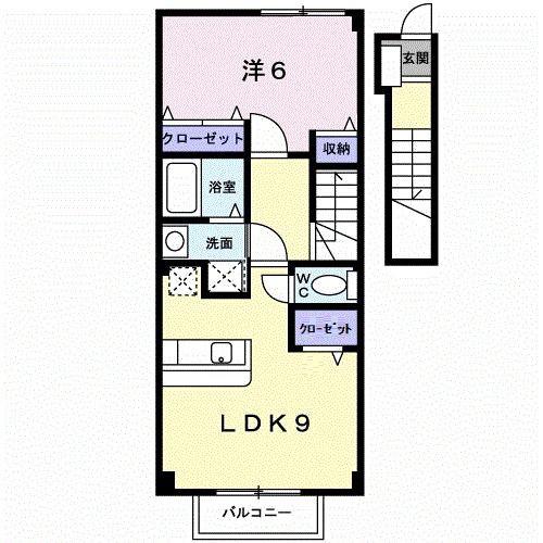 ラフィーネITO六番館(1LDK/2階)の間取り写真
