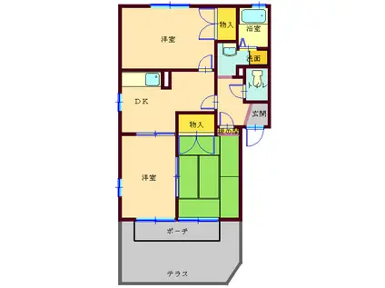 エスポワール東町(3DK/1階)の間取り写真