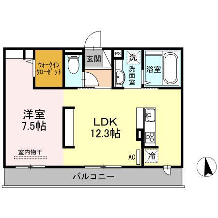 セブンリーフクローバー(1LDK/2階)の間取り写真