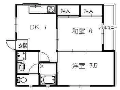LA PLAN 東三国(2DK/4階)の間取り写真