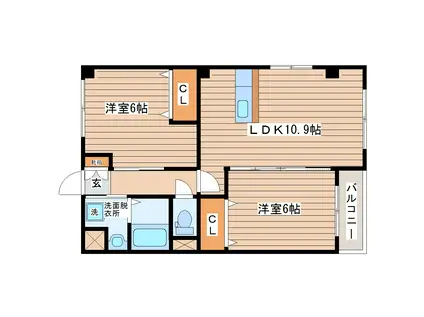 レジーナ郡山(2LDK/2階)の間取り写真