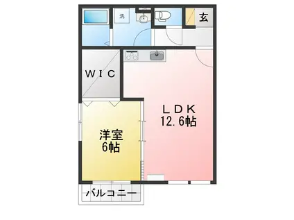 ベルリードマンション島内(1LDK/2階)の間取り写真
