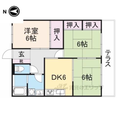 グローリーマンション(3DK/1階)の間取り写真